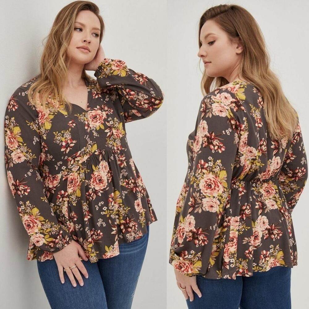 Torrid Floral Babydoll Blouse